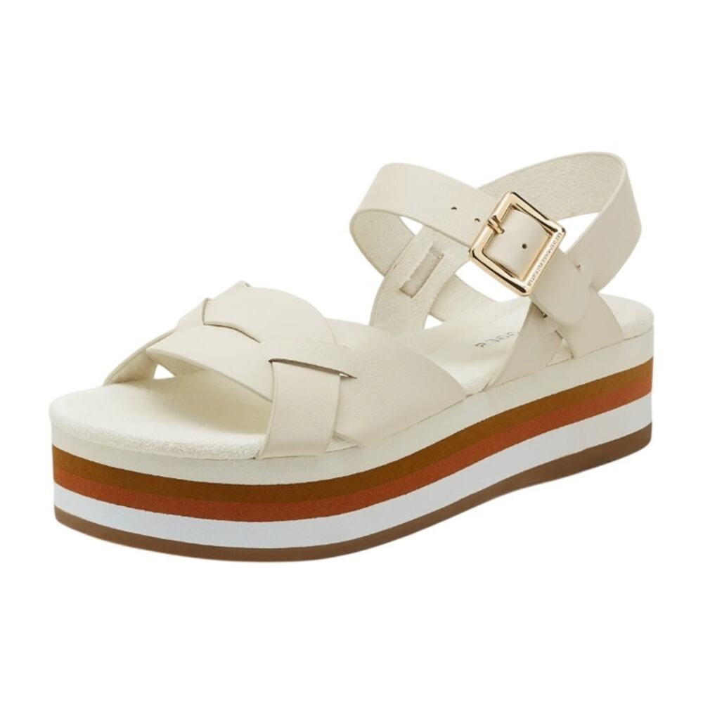 Kelsi Dagger Womens Brooklyn Breeze Platform Sandals US 7.5 White Leather NIB
